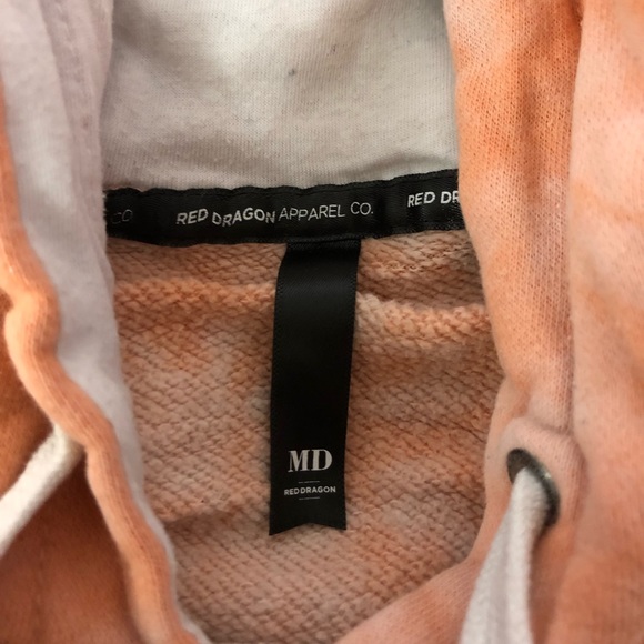 Red Dragon orange/white tie dye hoodie - Picture 3 of 3